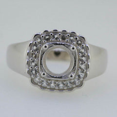 18K Gold Semi Mount Ring Setting Round RD 7x7mm PJC7742R Diamond Accent Syzjewelry
