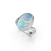 Sterling Silver Semi Mount Ring Setting Oval OV 18X13mm Art Nouveau Cabochon