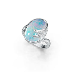 Sterling Silver Semi Mount Ring Setting Oval OV 18X13mm Art Nouveau Cabochon - Syzjewelry