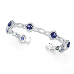 Platinum Semi Mount Bracelet Setting Cushion Cu 5x6mm Diamond Accent Syz Jewelry