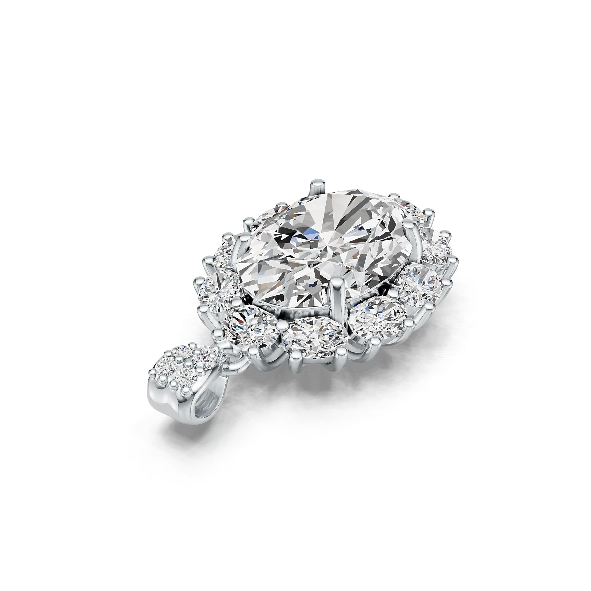 10K Gold Semi Mount Pendant Setting Oval OV 14X10mm Moissanite Accent DHJ