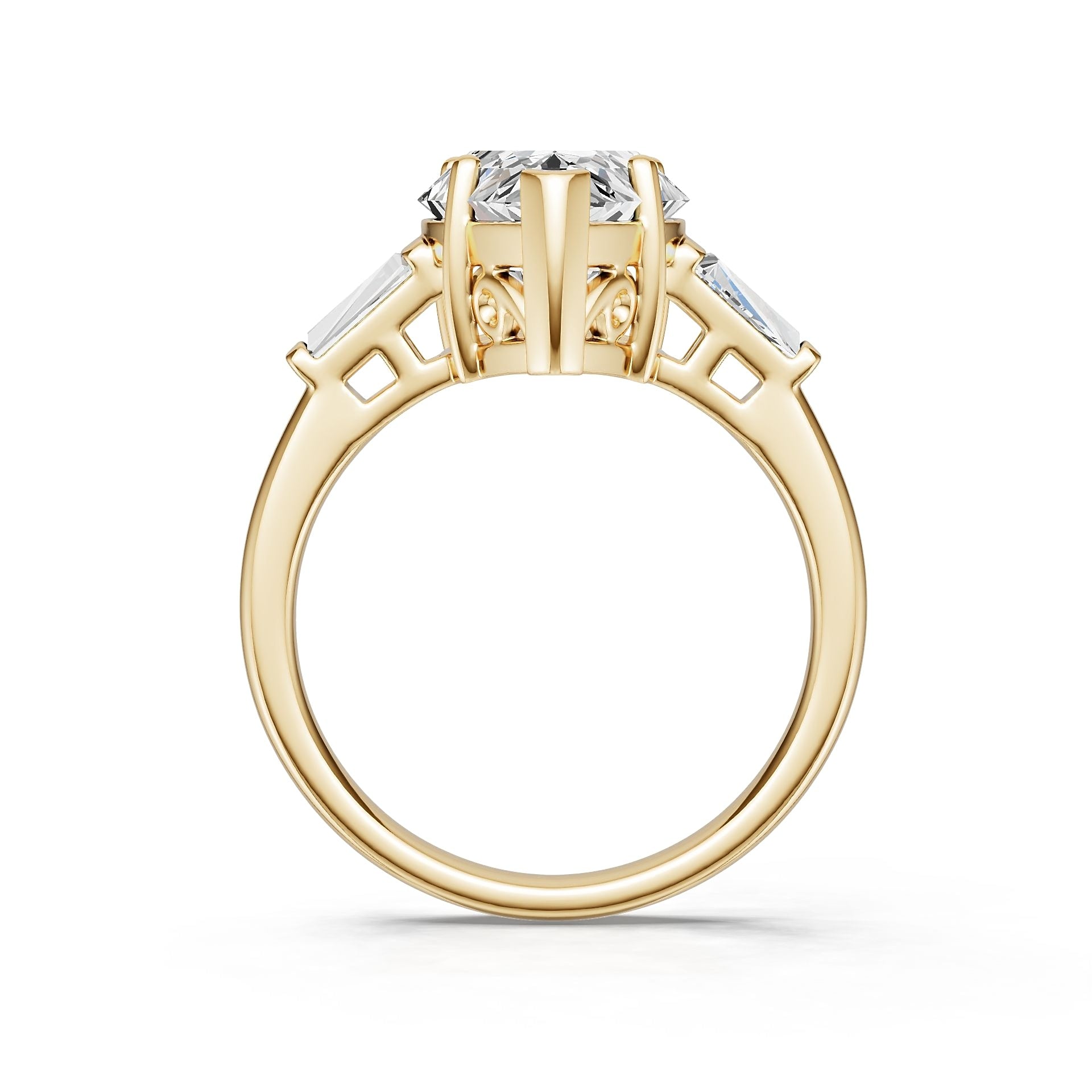 18K Gold Semi Mount Ring Setting Pear Pe 16x10mm Diamond Accent Syz Jewelry