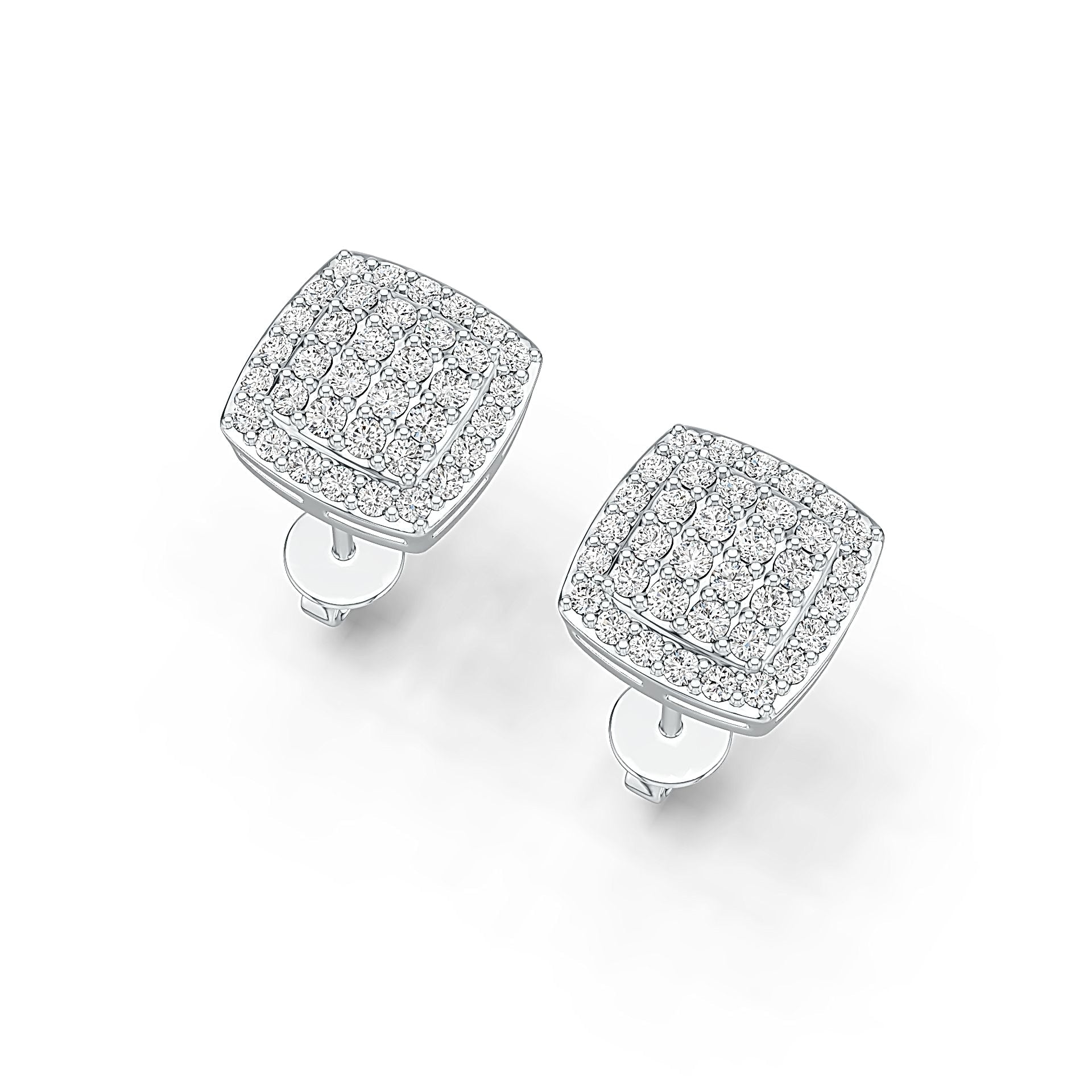10K Gold Earrings Cluster Square-Shaped with or Moissanite Moissanite Accent DHJ