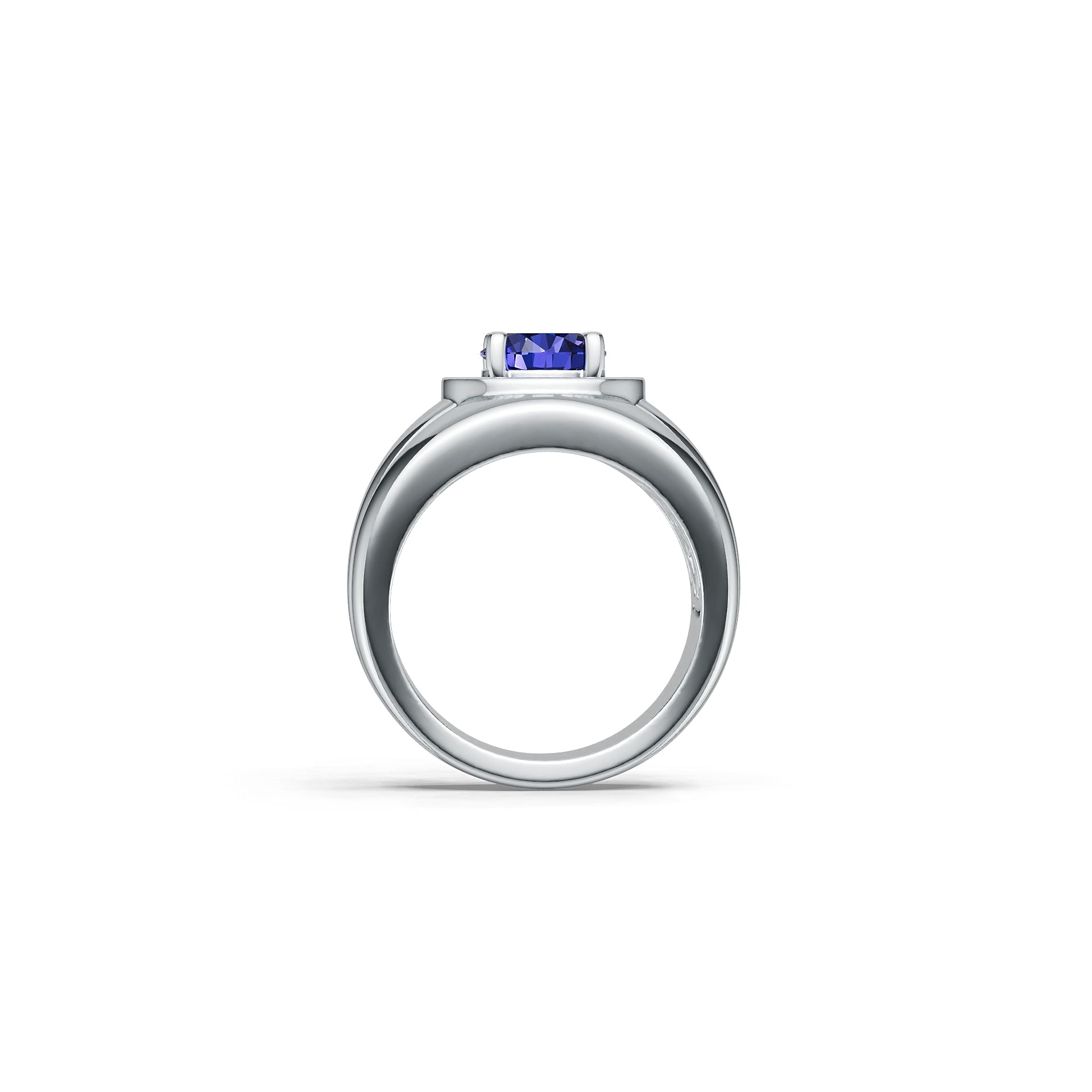 Men's Sterling Silver Semi Mount Ring Setting Round RD 6x6mm Halo Masculine w/ Under Gallery Syzjewelry