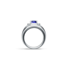 Men's Sterling Silver Semi Mount Ring Setting Round RD 6x6mm Halo Masculine w/ Under Gallery Syzjewelry