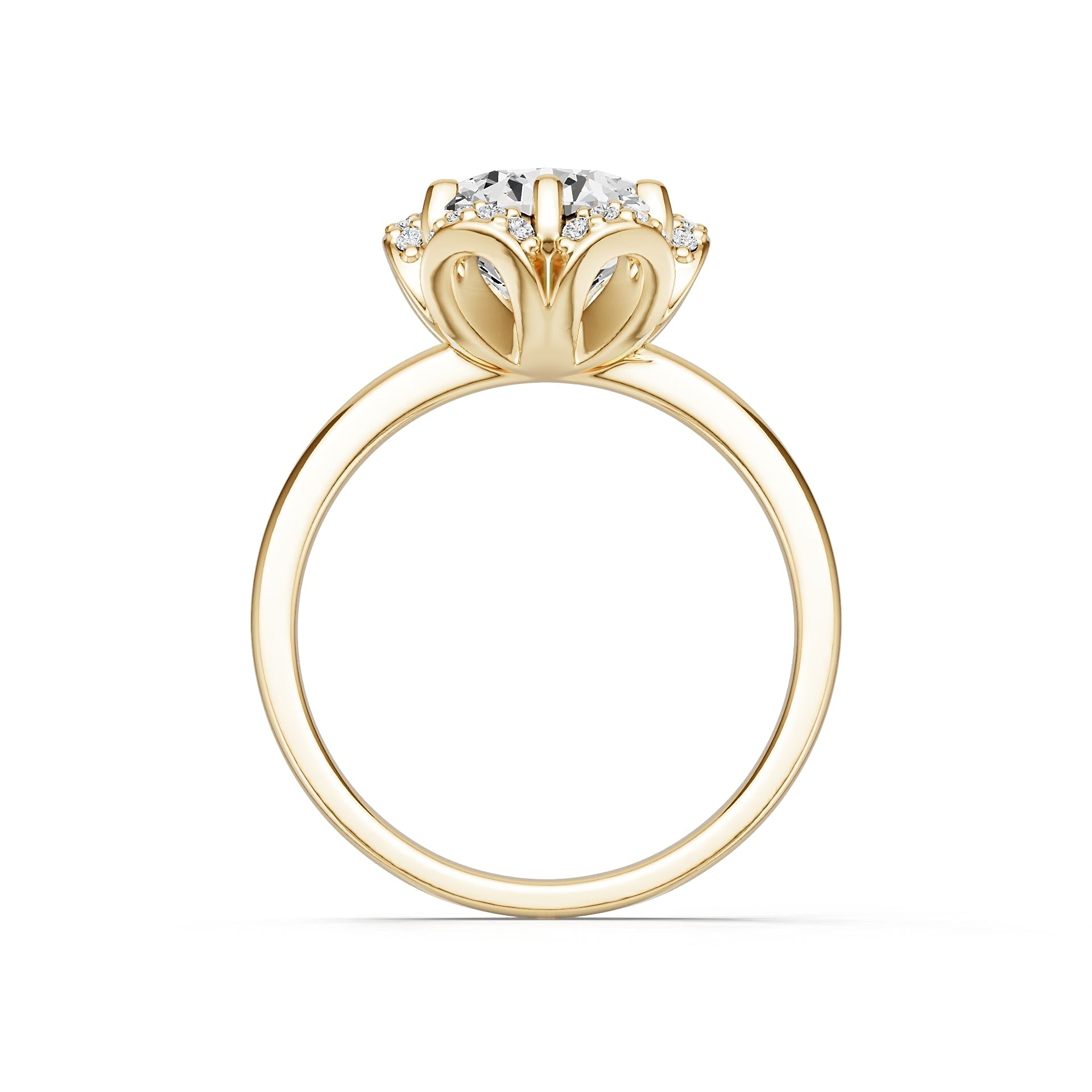 18K Gold Semi Mount Ring Setting Round Ro 6x6mm Diamond Accent Syz Jewelry