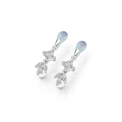 18K Gold Semi Mount Earrings Setting Pear PE 8X5mm SQ 4X4mm DHJ