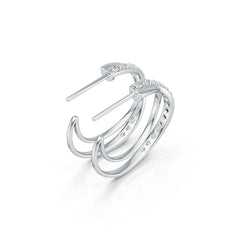 Sterling Silver Earrings Open Hoop with White Topaz or Moissanite DHJ