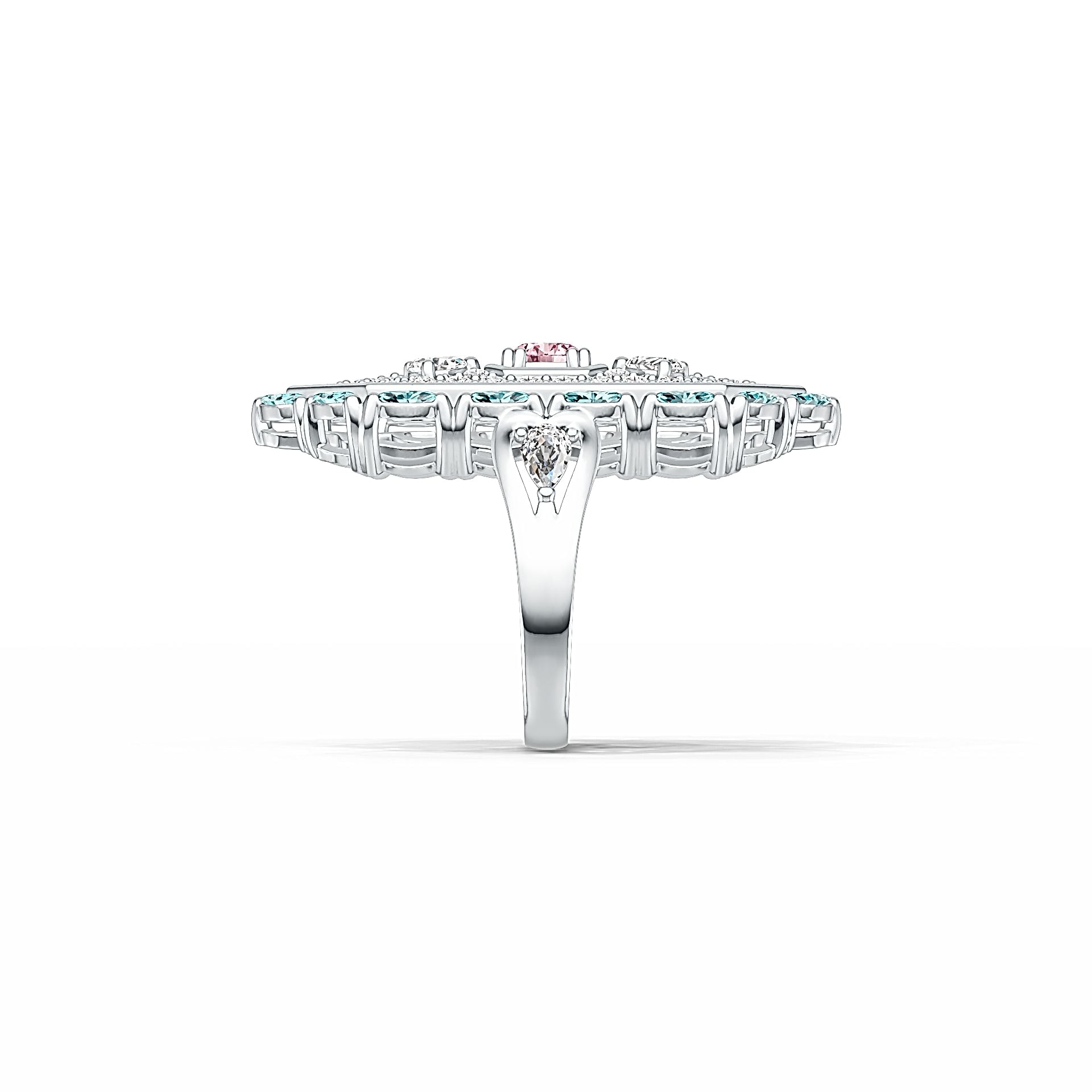 14K Gold Semi Mount Ring Setting Round RD 5x5mm PE 4x2mm Diamond Accent DHJ