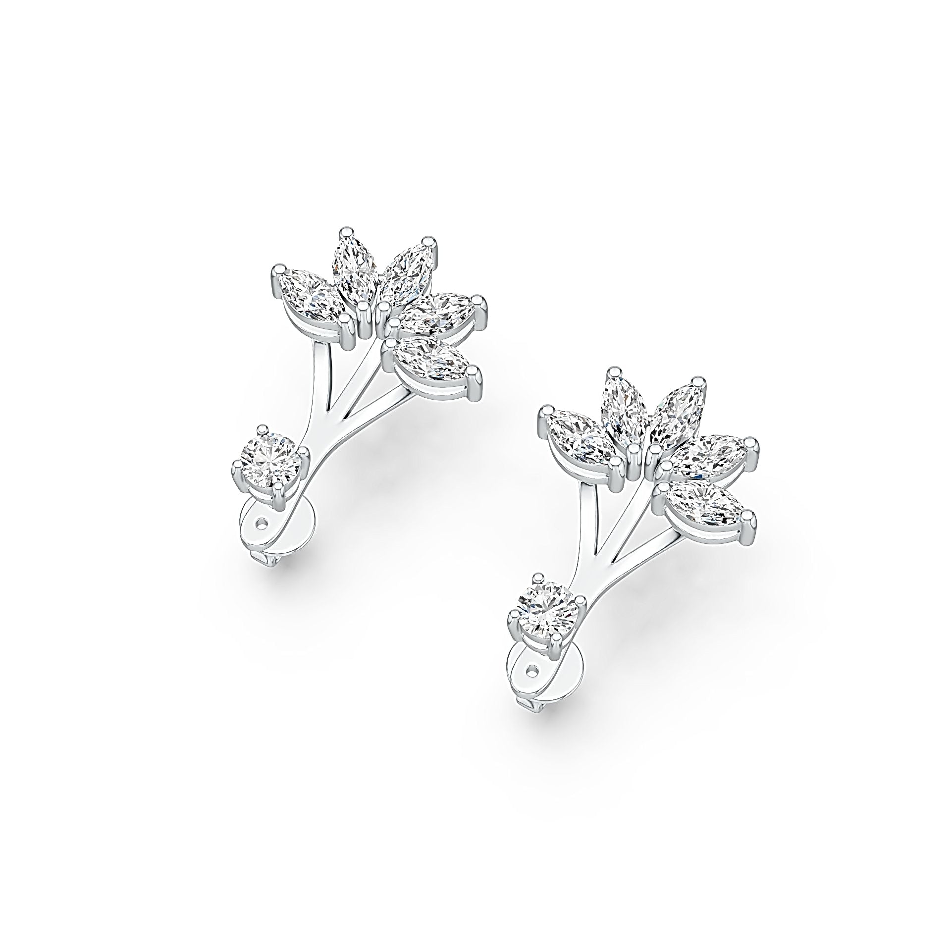 Sterling Silver Semi Mount Earrings Setting Marquise MQ 6X3mm RD 4X4mm DHJ