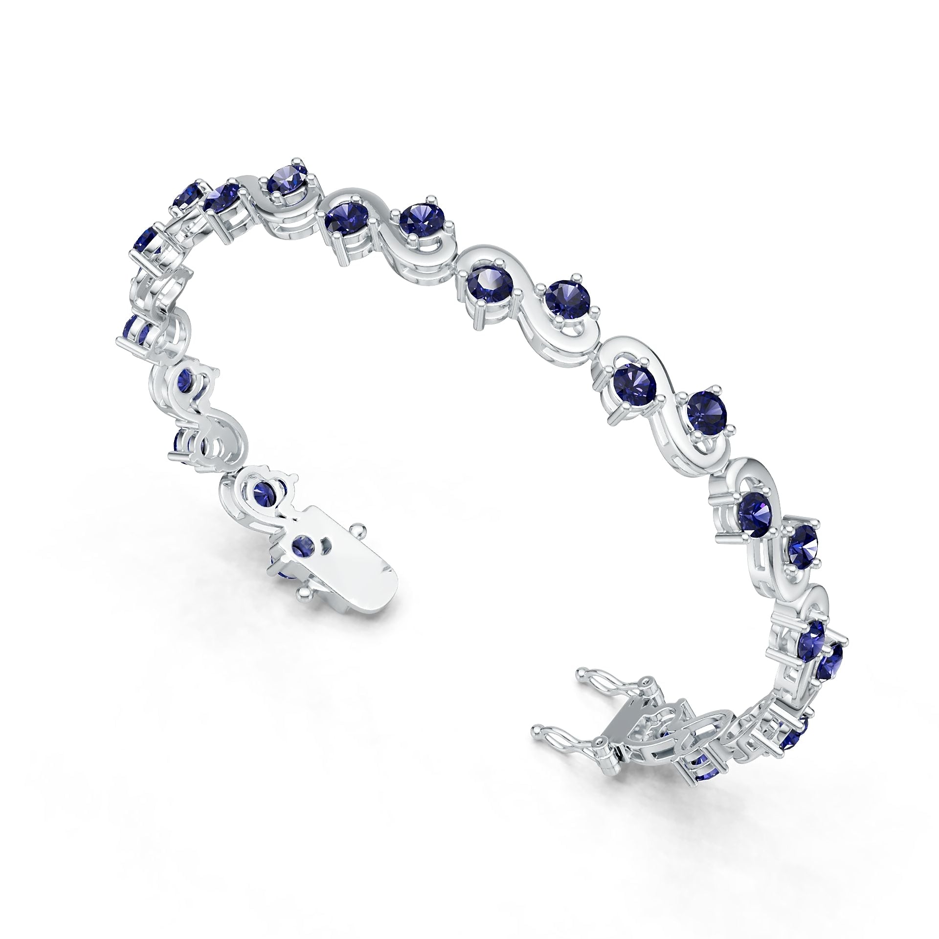 Sterling Silver Semi Mount Bracelet Setting Round RD 4x4mm w/ Accent Syzjewelry