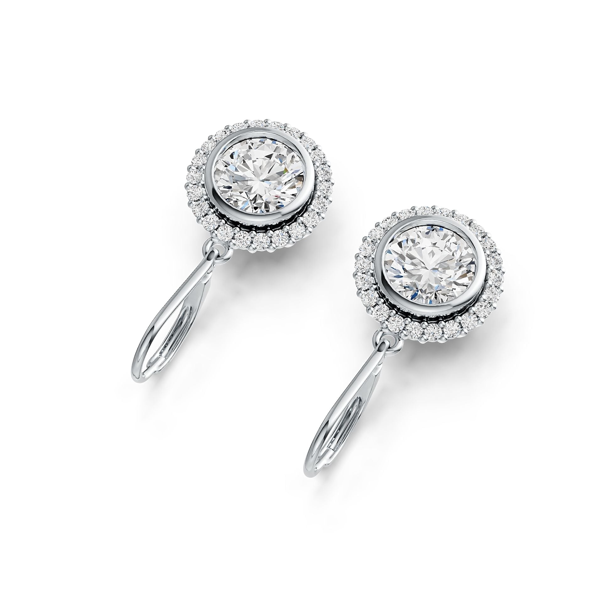 Sterling Silver Semi Mount Earrings Setting Round RD 8x8mm Halo DHJ