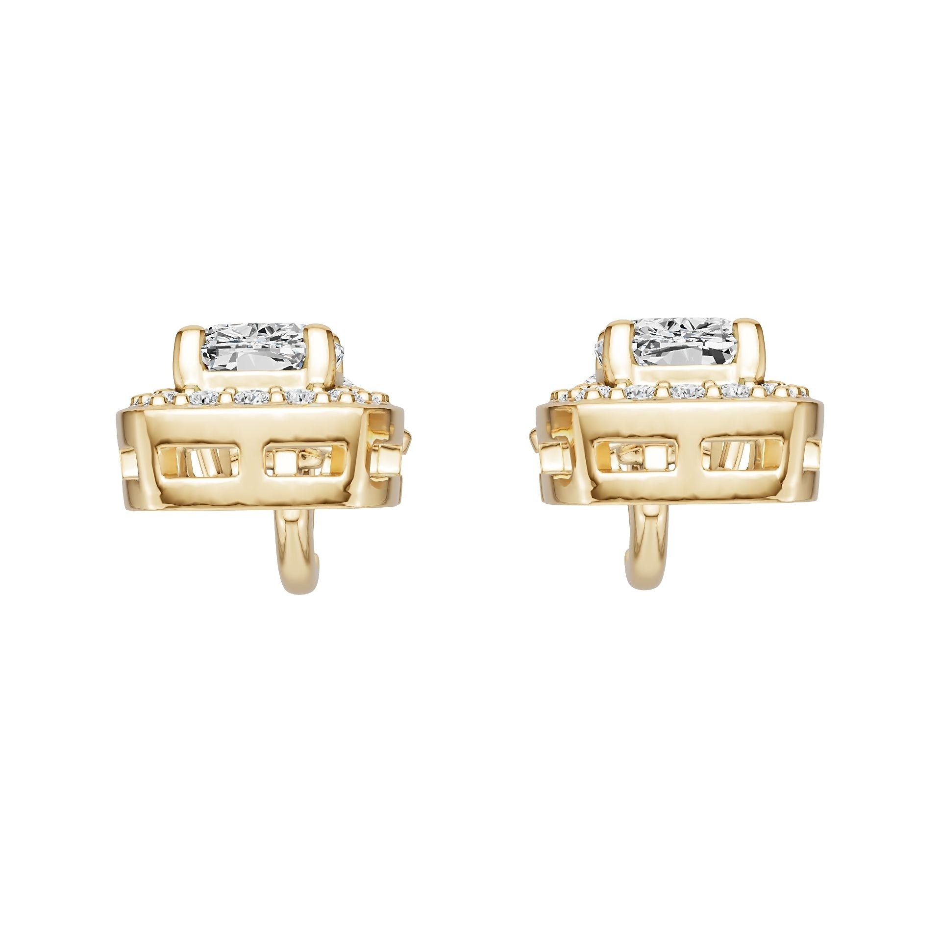 10K Gold Semi Mount Earrings Setting Round Ro 7x5mm Moissanite Accent Syz Jewelry