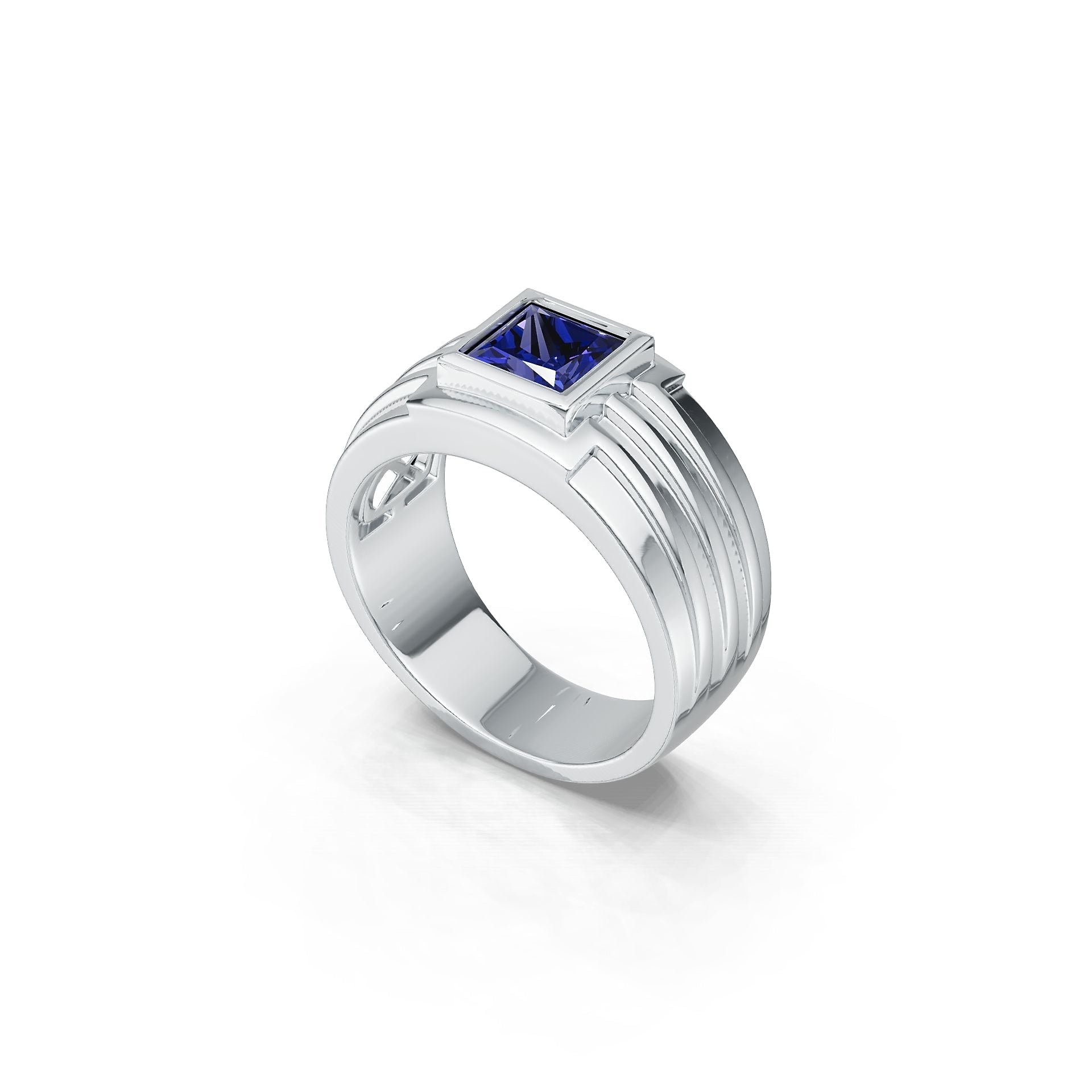 Men's Sterling Silver Semi Mount Ring Setting Princess SQ 6.5X6.5mm Syzjewelry