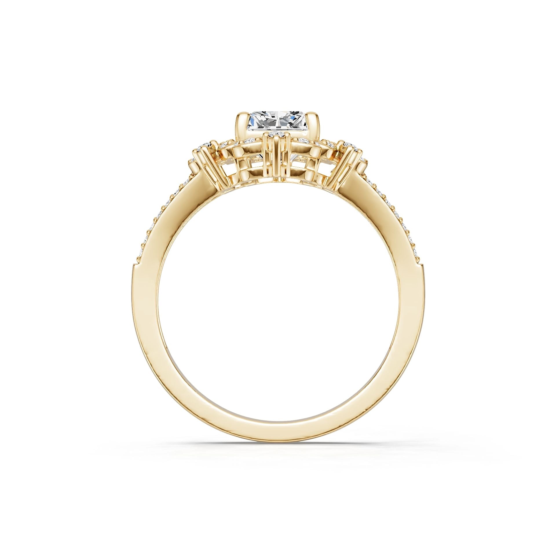 14K Gold Semi Mount Ring Setting Emerald Em 8x6mm Diamond Accent Syz Jewelry