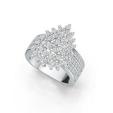 Sterling Silver Cluster Ring Pear-Shaped with White Topaz or Moissanite DHJ