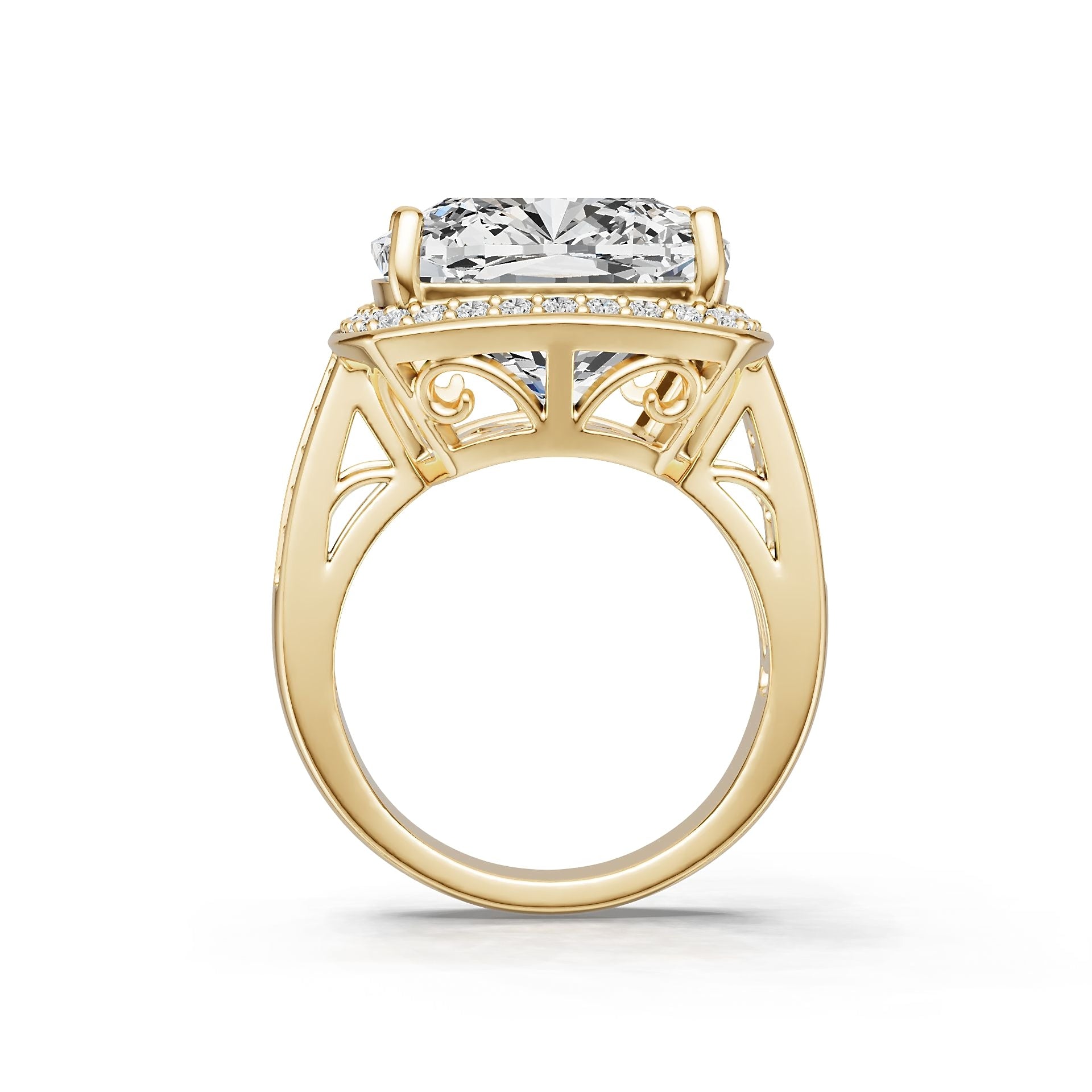 10K Gold Semi Mount Ring Setting Cushion Cu 15x15mm Moissanite Accent Syz Jewelry