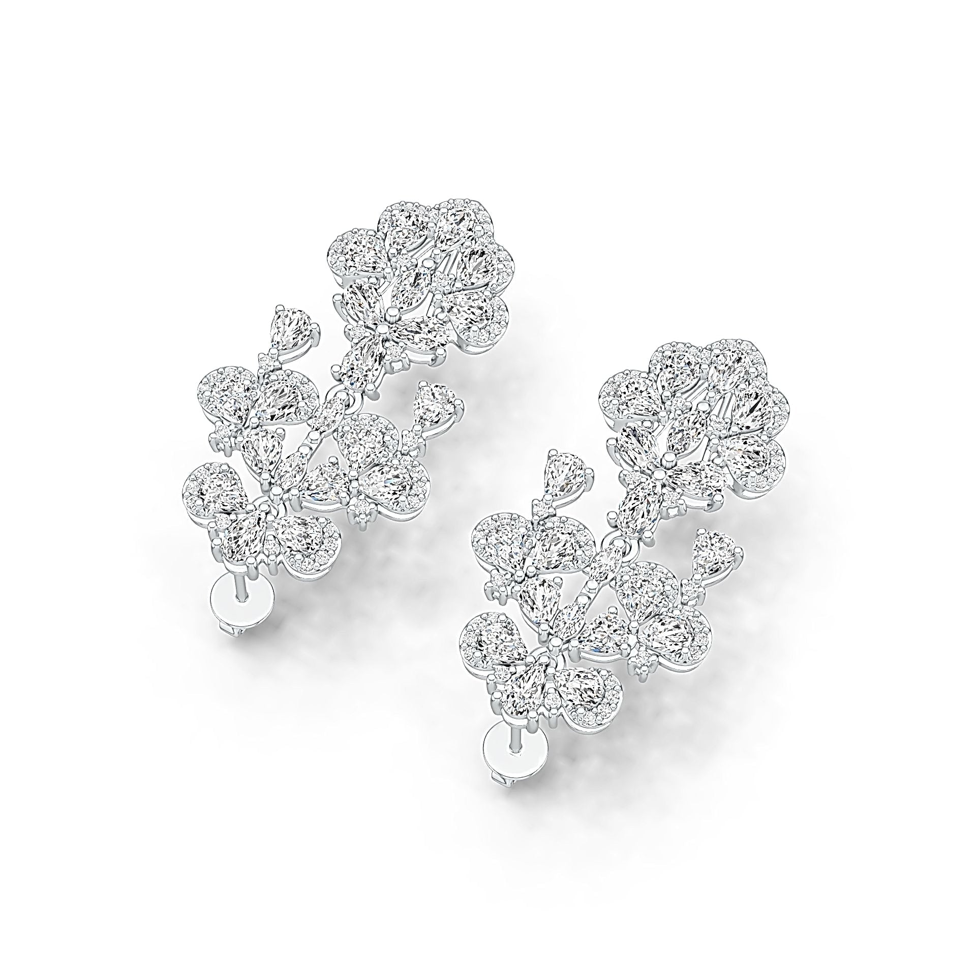 10K Gold Semi Mount Earrings Setting Pear PE 5X3mm Moissanite Accent DHJ