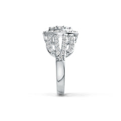 10K Gold Ring with White Topaz or Moissanite Round Cluster Halo Moissanite Accent DHJ