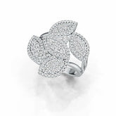 Sterling Silver Ring 5 Leaves Theme with White Topaz or Moissanite DHJ