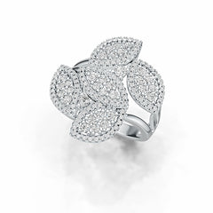 Sterling Silver Ring 5 Leaves Theme with White Topaz or Moissanite DHJ