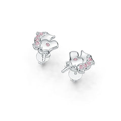 18K Gold Stud Earrings Unicorn Theme with or Moissanite Diamond Accent DHJ