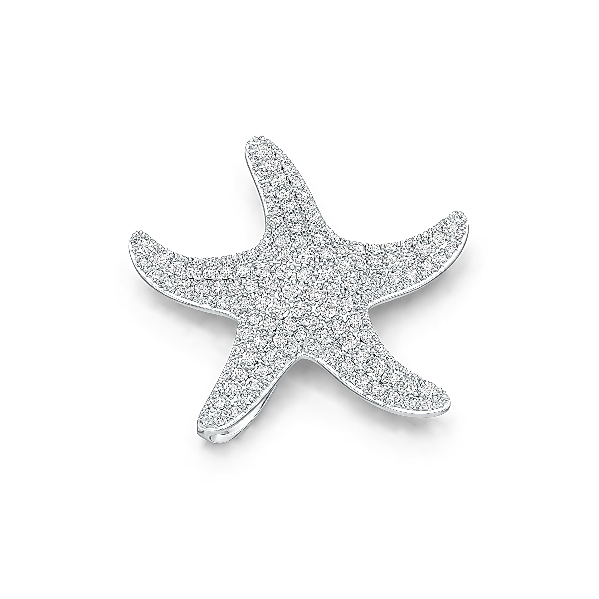 Sterling Silver Pendant Starfish Theme with White Topaz or Moissanite DHJ