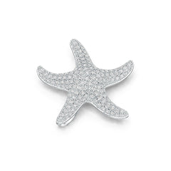 Sterling Silver Pendant Starfish Theme with White Topaz or Moissanite DHJ