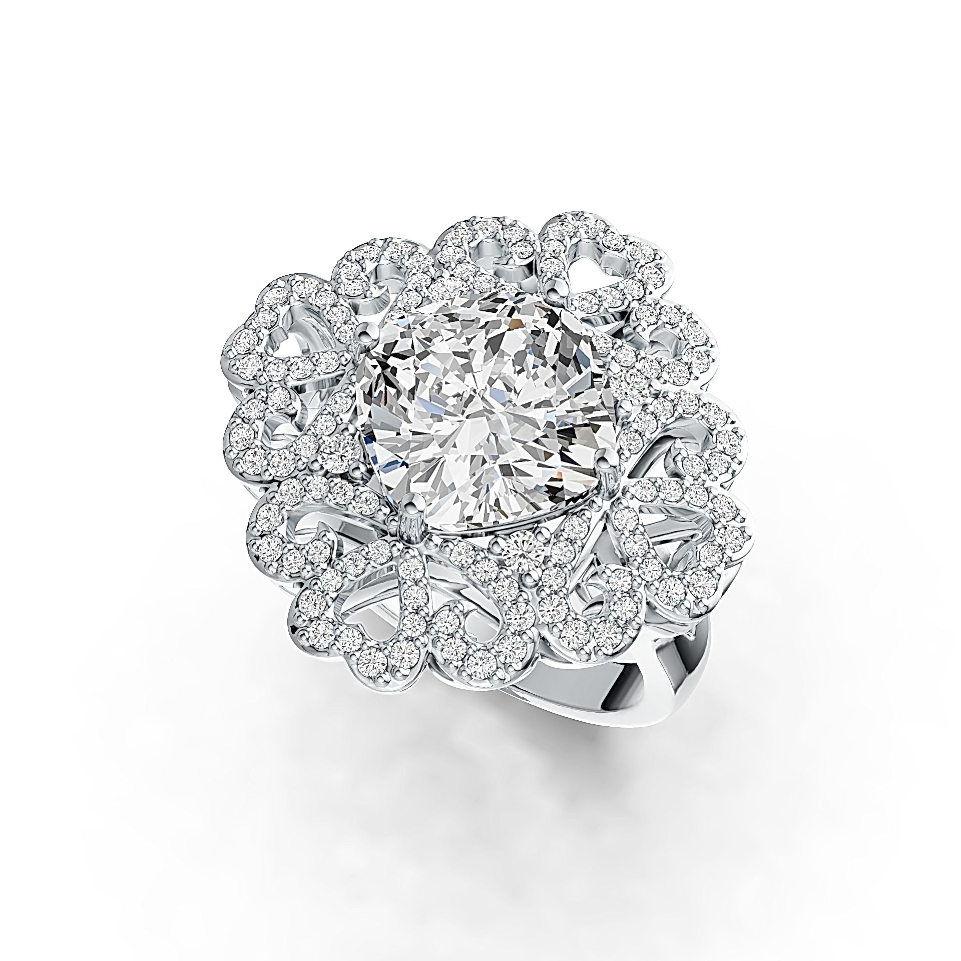 Sterling Silver Semi Mount Ring Setting Cushion CU 10X10mm Vintage Style - Syzjewelry
