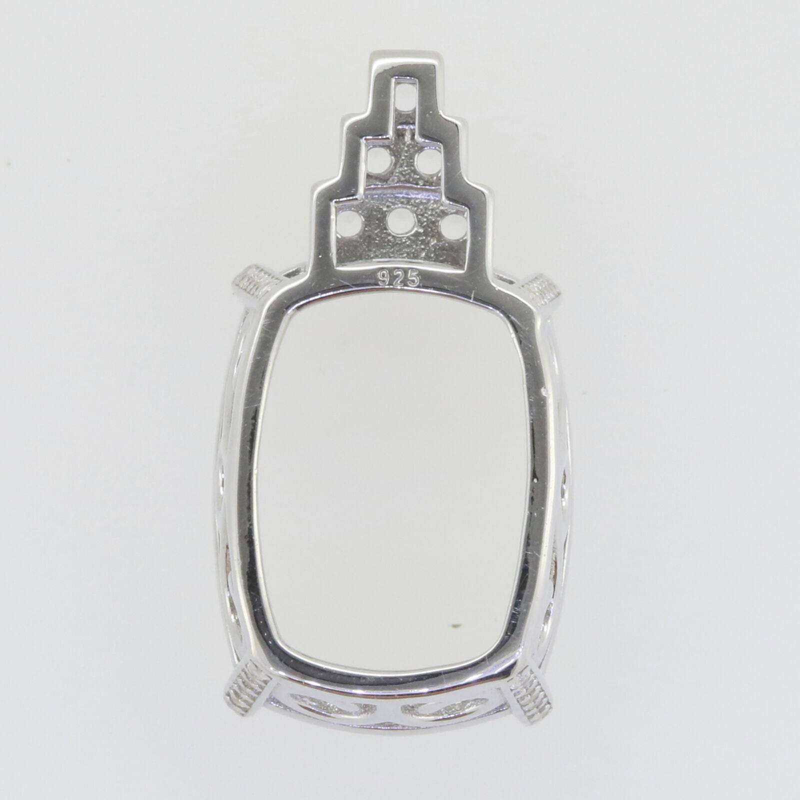 18K Gold Semi Mount Pendant Setting Cushion CU 20x15mm Diamond Accent Syzjewelry