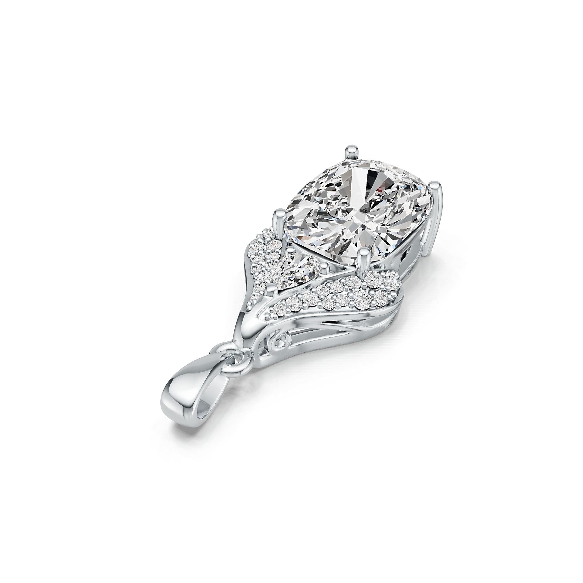 14K Gold Semi Mount Pendant Setting Cushion CU 11X9mm Diamond Accent DHJ