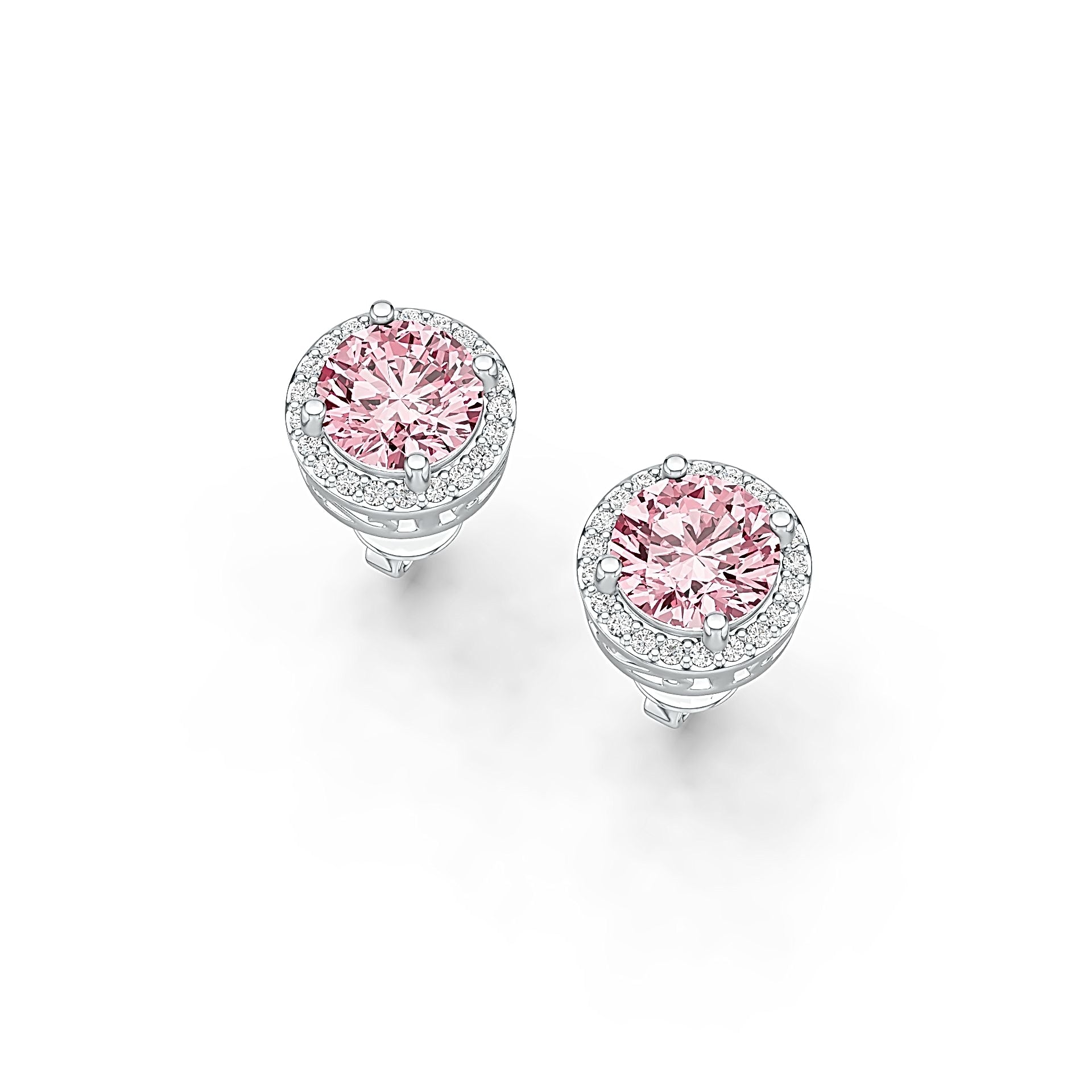 Sterling Silver Semi Mount Earrings Setting Round RD 7x7mm Halo DHJ