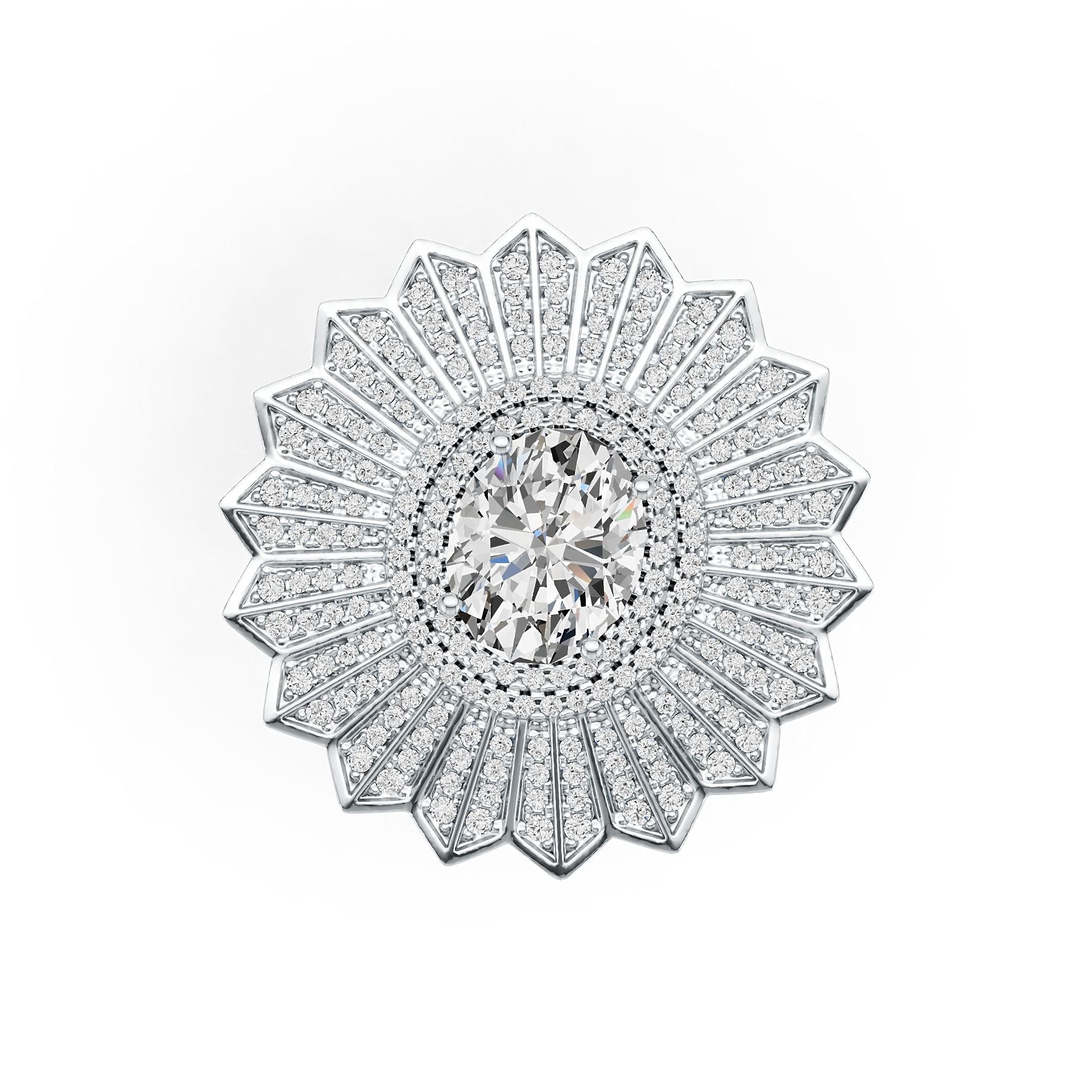 14K Gold Semi Mount Ring Setting Oval OV 10X8mm Starburst Cocktail Diamond Accent DHJ