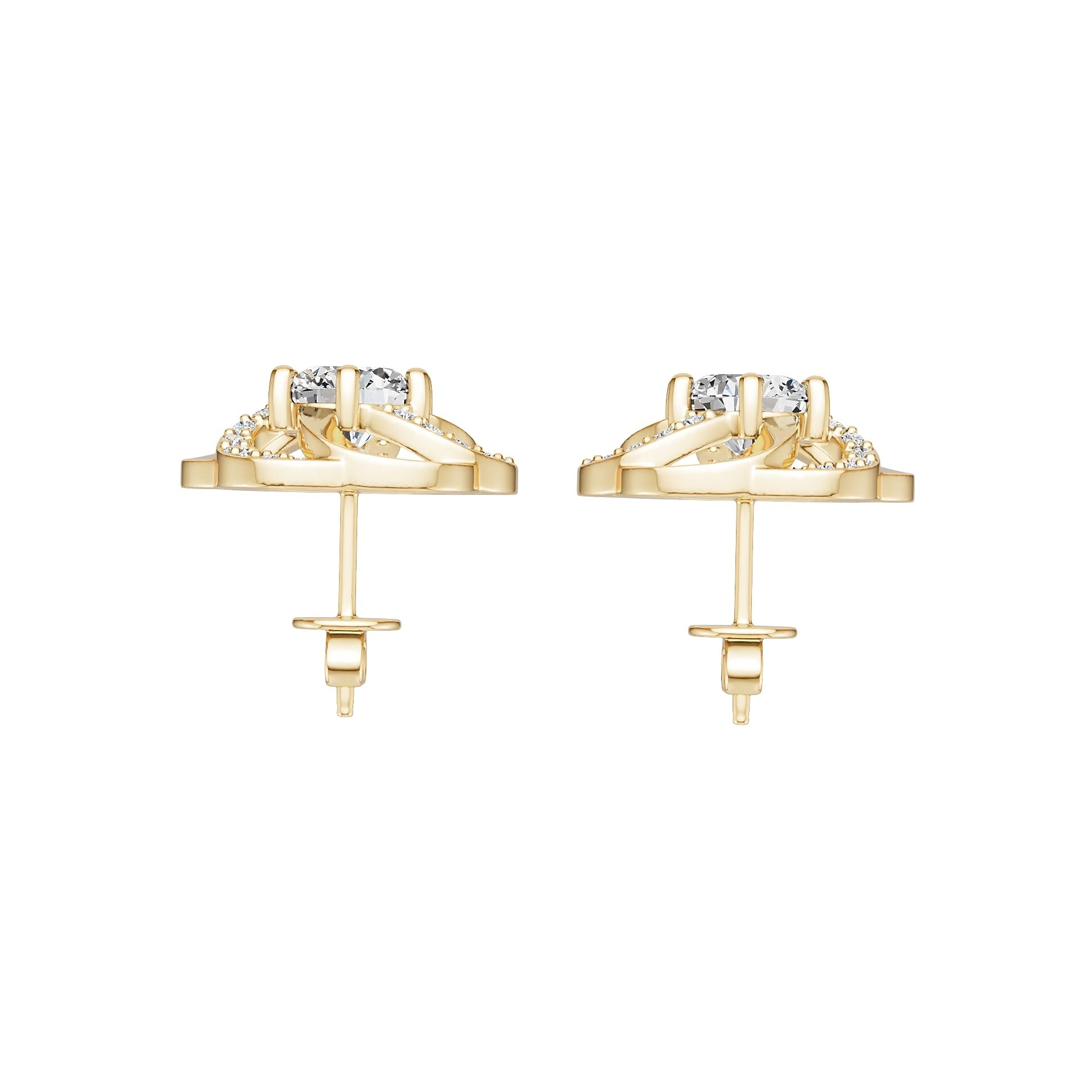 10K Gold Semi Mount Earrings Setting Round Ro 6x6mm Moissanite Accent Syz Jewelry