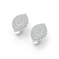 Platinum Cluster Stud Earrings with or Moissanite Diamond Accent DHJ