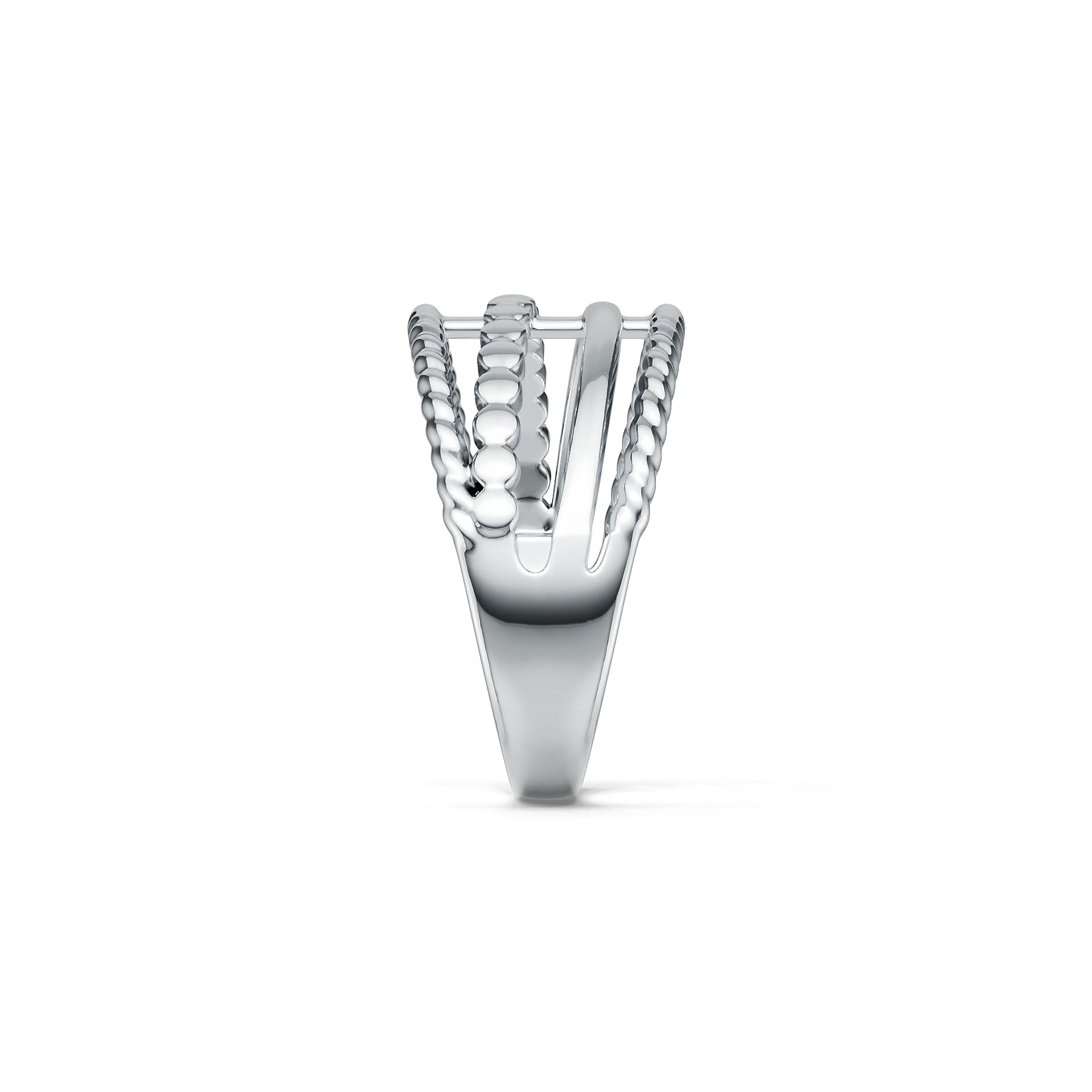 18K Gold Ring Multi-Row Wide Band Twisted Rope Theme DHJ