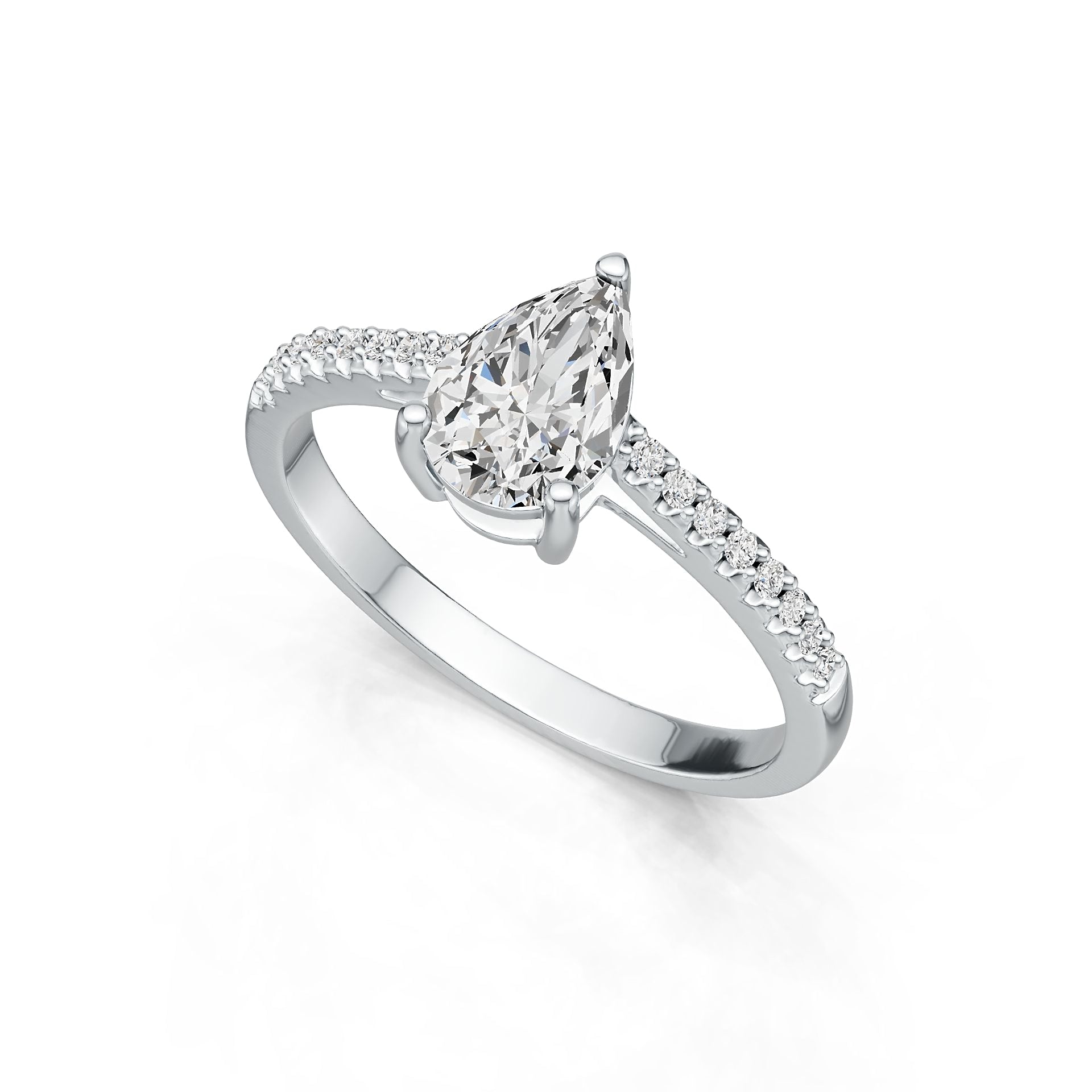 Sterling Silver Semi Mount Ring Setting Pear PE 9X6mm with White Topaz DHJ
