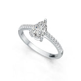 Sterling Silver Semi Mount Ring Setting Pear PE 9X6mm with White Topaz DHJ