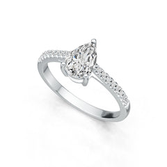 Sterling Silver Semi Mount Ring Setting Pear PE 9X6mm with White Topaz DHJ
