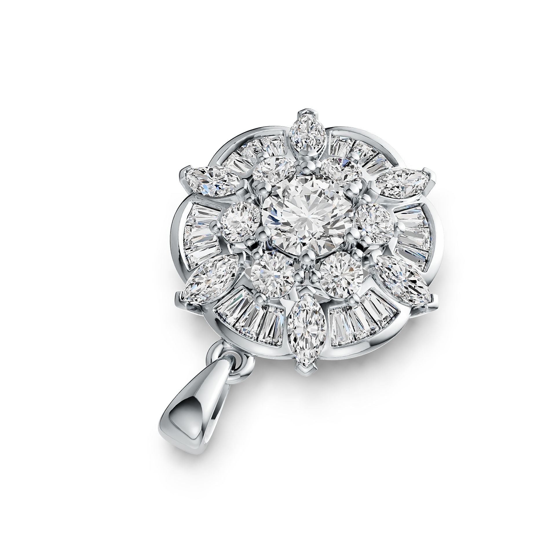 18K Gold Semi Mount Pendant Setting Round RD 6x6mm with Diamond Accent DHJ