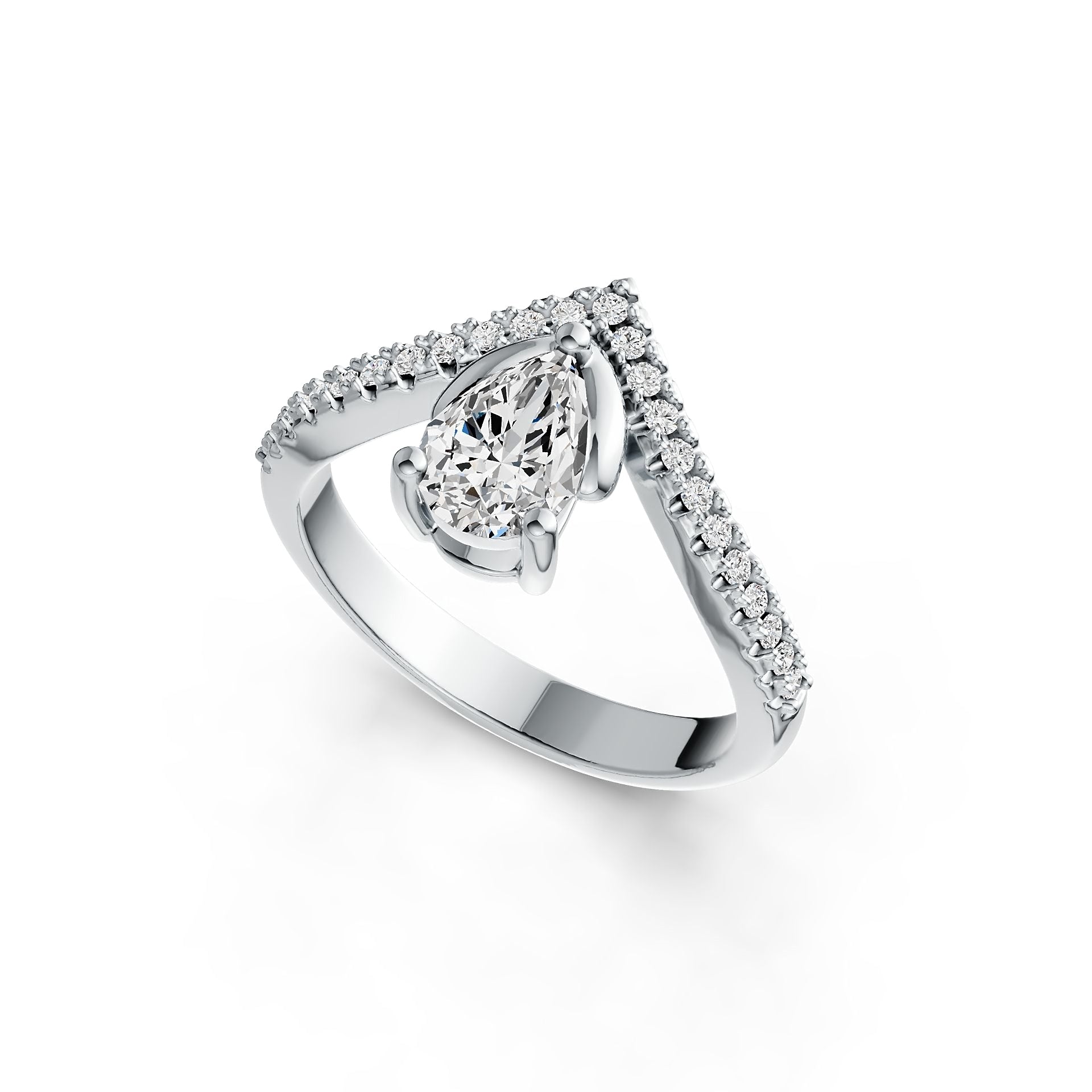 Sterling Silver Semi Mount Ring Setting Pear PE 7x5mm Princess Tiara Ring Syzjewelry