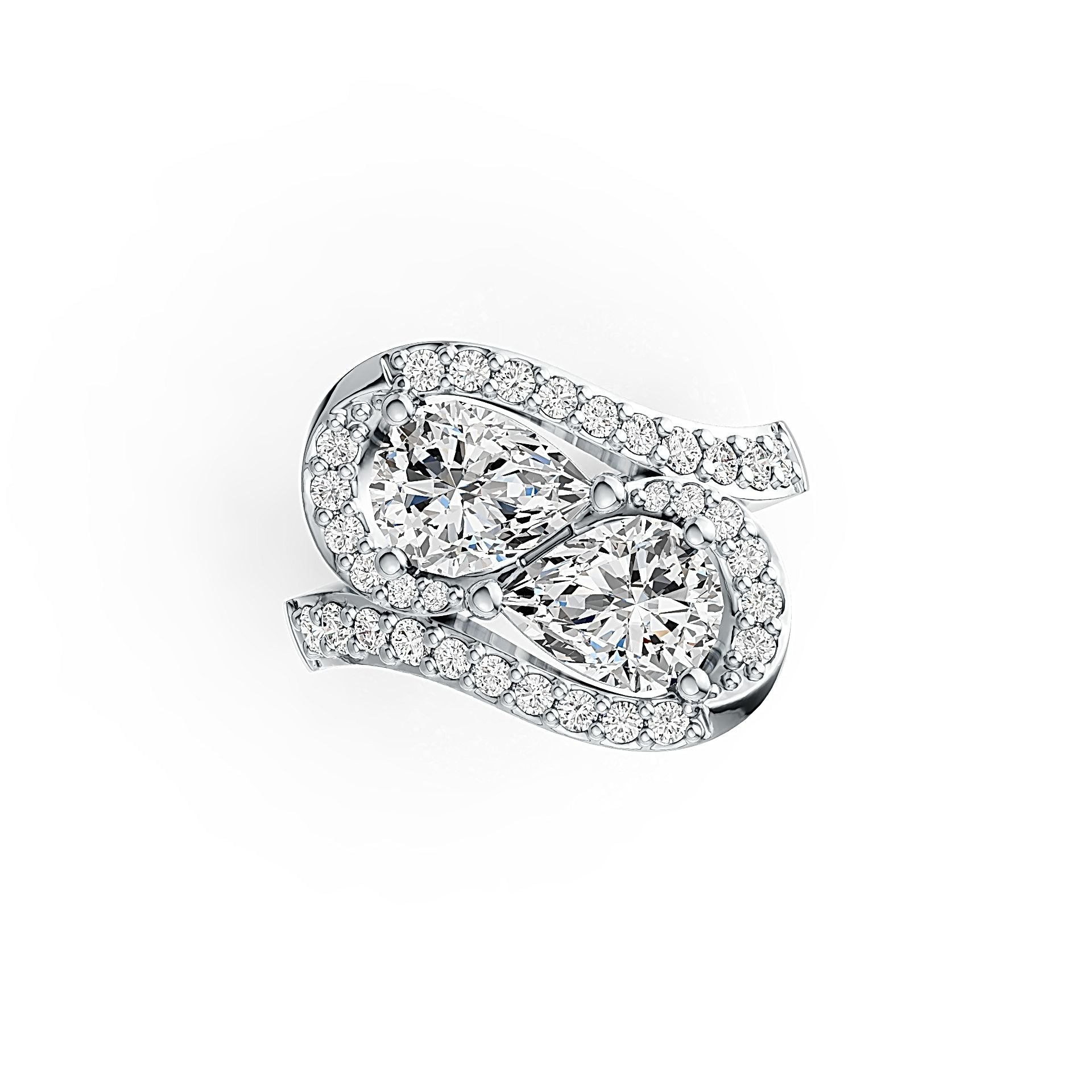 10K Gold Semi Mount Ring Setting Pear PE 8X6mm with White Topaz Moissanite Accent DHJ