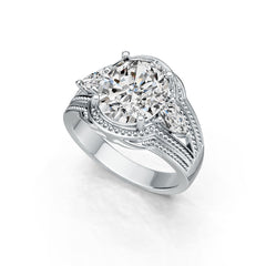 Sterling Silver Semi Mount Ring Setting Oval OV 12X10mm PE 6X4mm DHJ