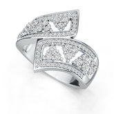 Sterling Silver Bypass Ring with White Topaz or Moissanite DHJ