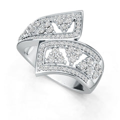 Sterling Silver Bypass Ring with White Topaz or Moissanite DHJ