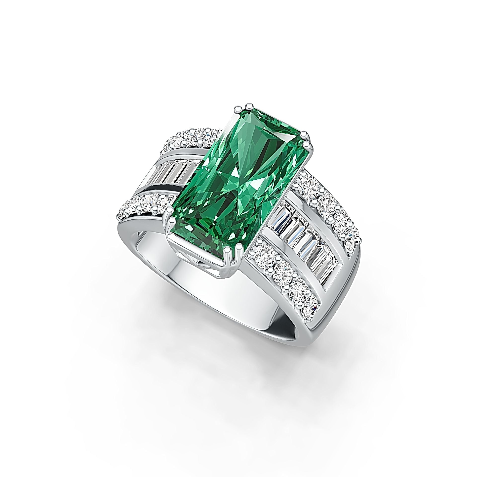 Sterling Silver Semi Mount Ring Setting Emerald OCT 16X9mm DHJ