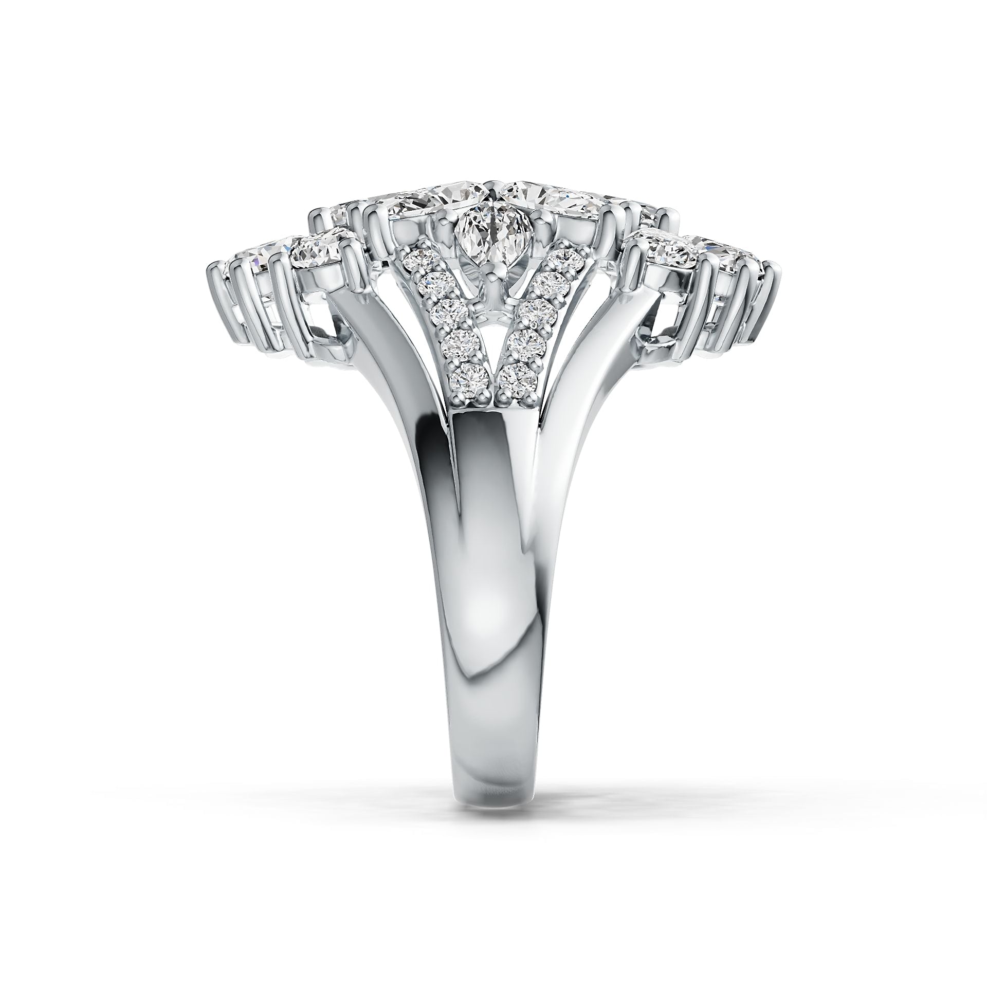 10K Gold Semi Mount Ring Setting Marquise MQ 6X3mm PE 5X3mm PE 4X3mm Moissanite Accent DHJ