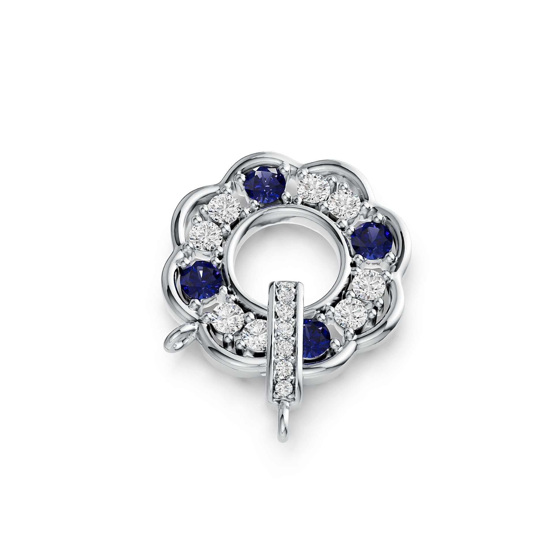 Sterling SilverPendant Setting with White Topaz or Moissanite Flower Theme Syzjewelry