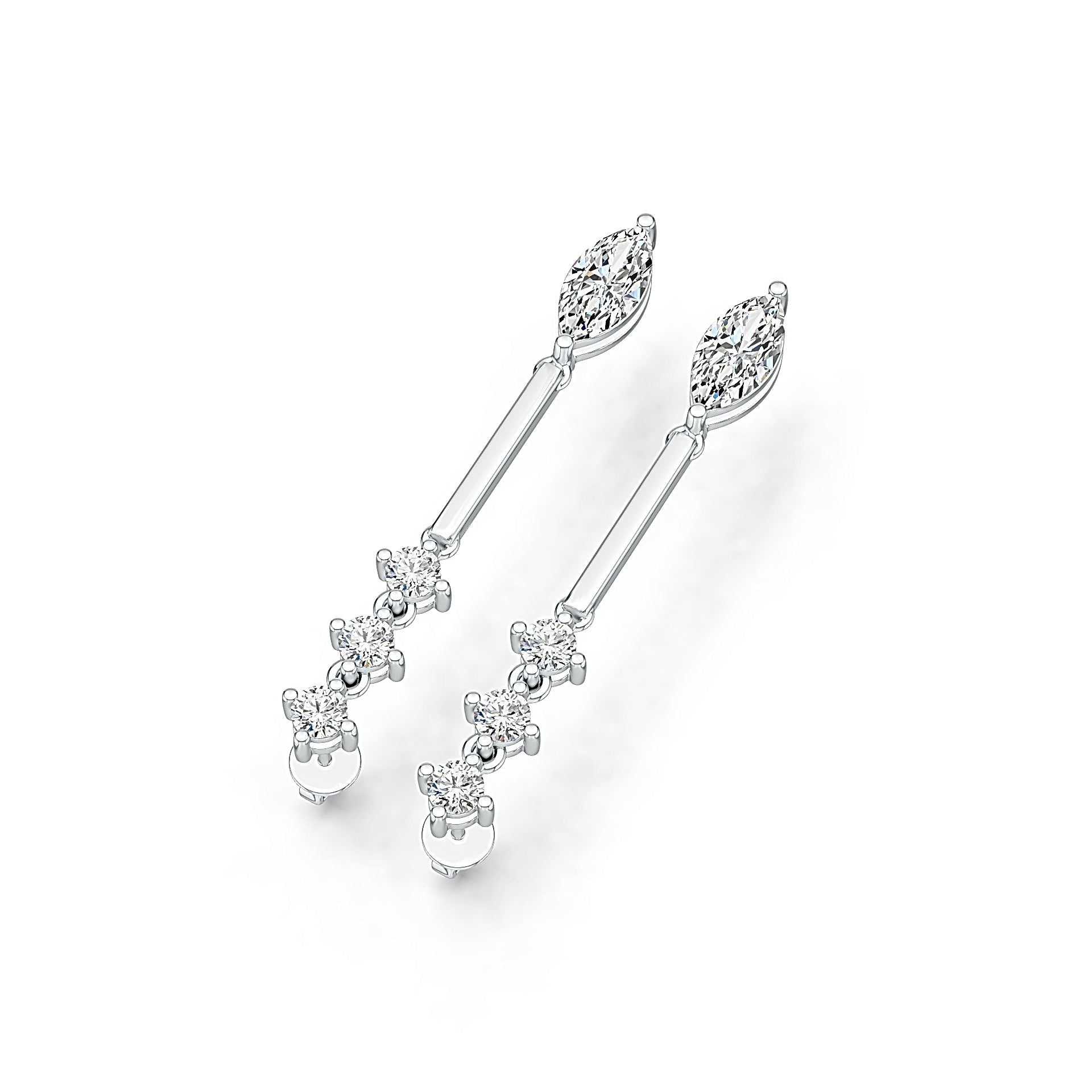 Sterling Silver Semi Mount Earrings Setting Marquise MQ 10X5mm RD 3.5x3.5mm DHJ