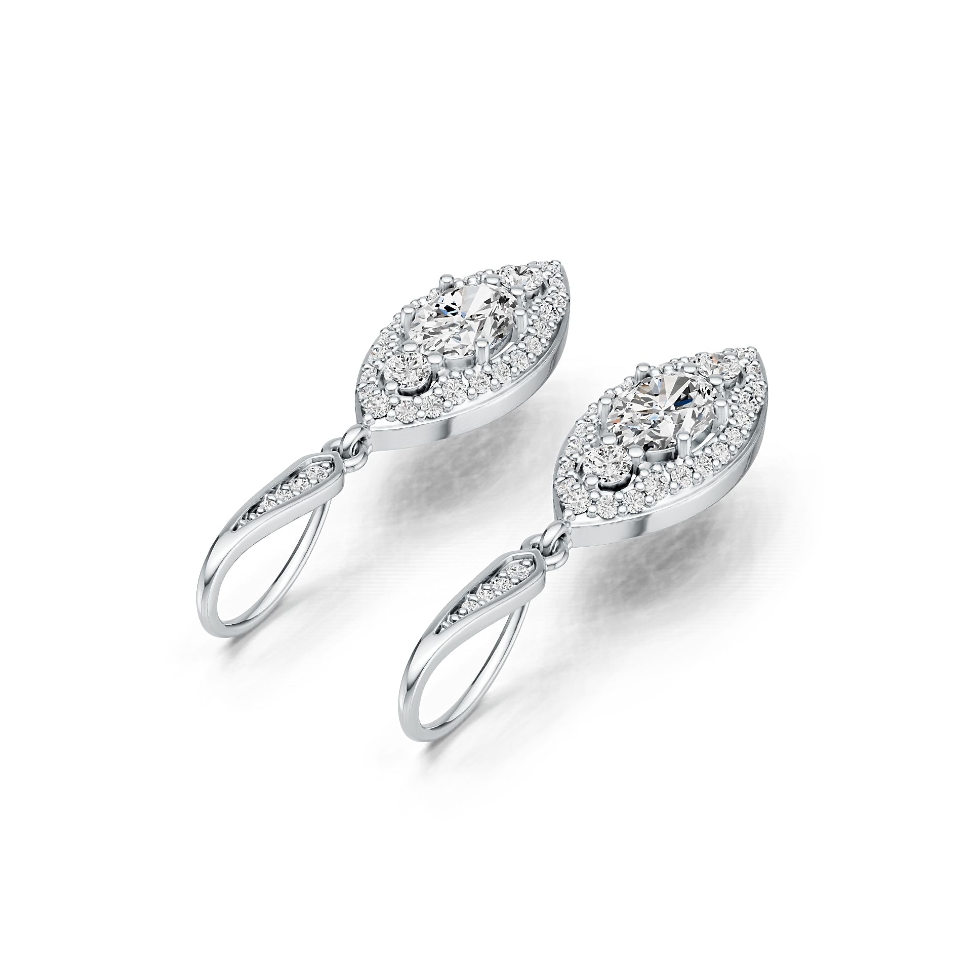 Sterling Silver Semi Mount Earrings Setting Oval OV 7X5mm with White Topaz DHJ